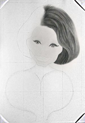 Sophia Loren disegno a matita capelli